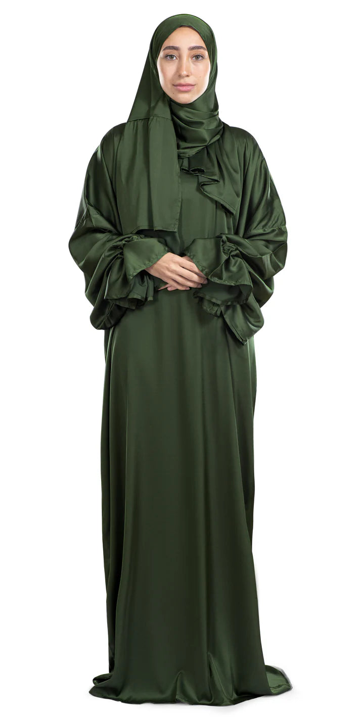 Olive Satin Islamic Prayer Wear