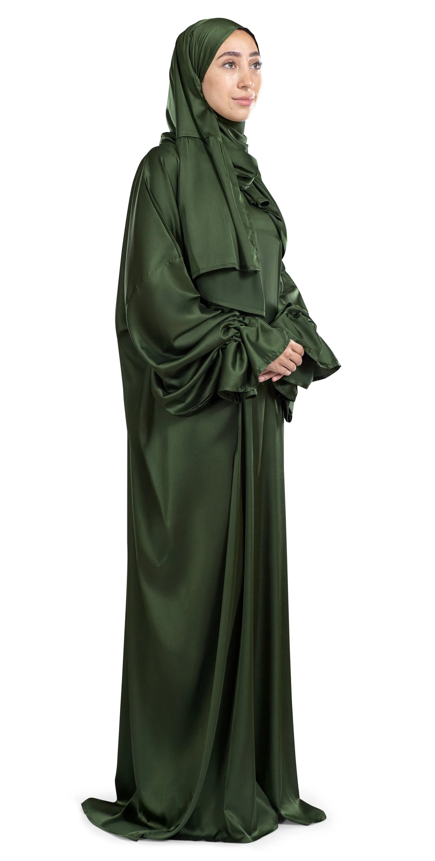 Olive Satin Islamic Prayer Wear