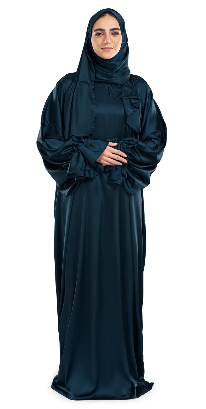 Navy Satin Islamic Prayer Wear