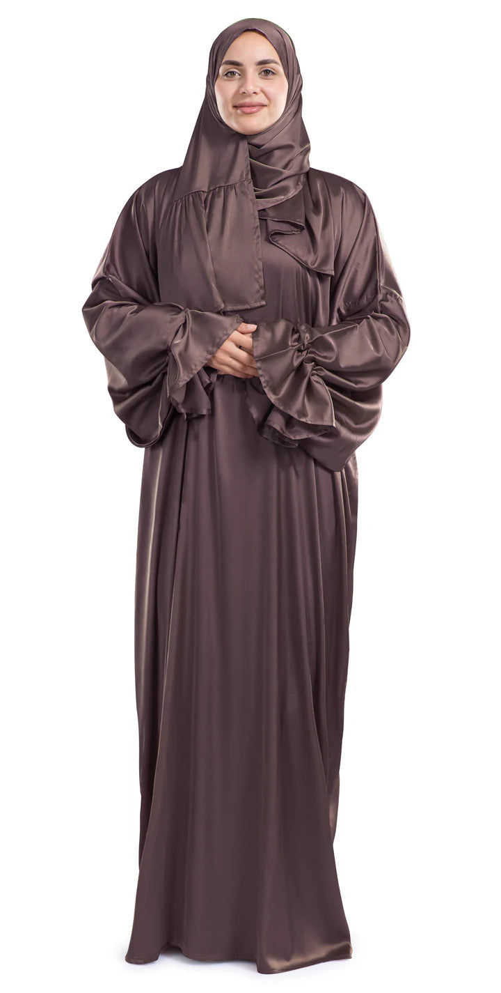 Mocha Satin Islamic Prayer Wear