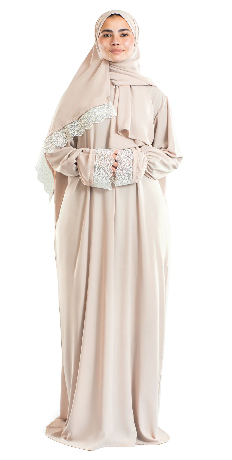 Ivory Lace Islamic Prayer Wear