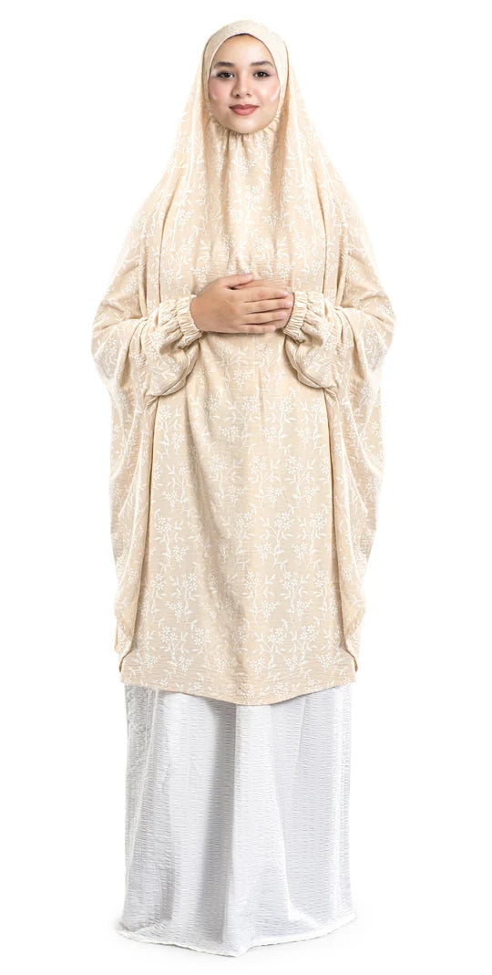 Warm Ivory Blooming Dream Islamic Prayer Wear