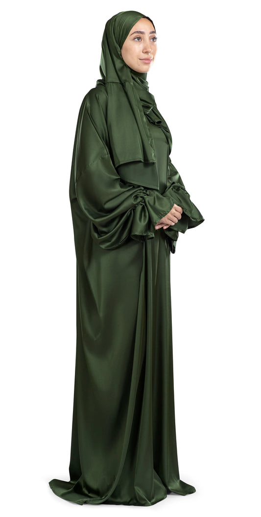 Olive Satin Islamic Prayer Wear
