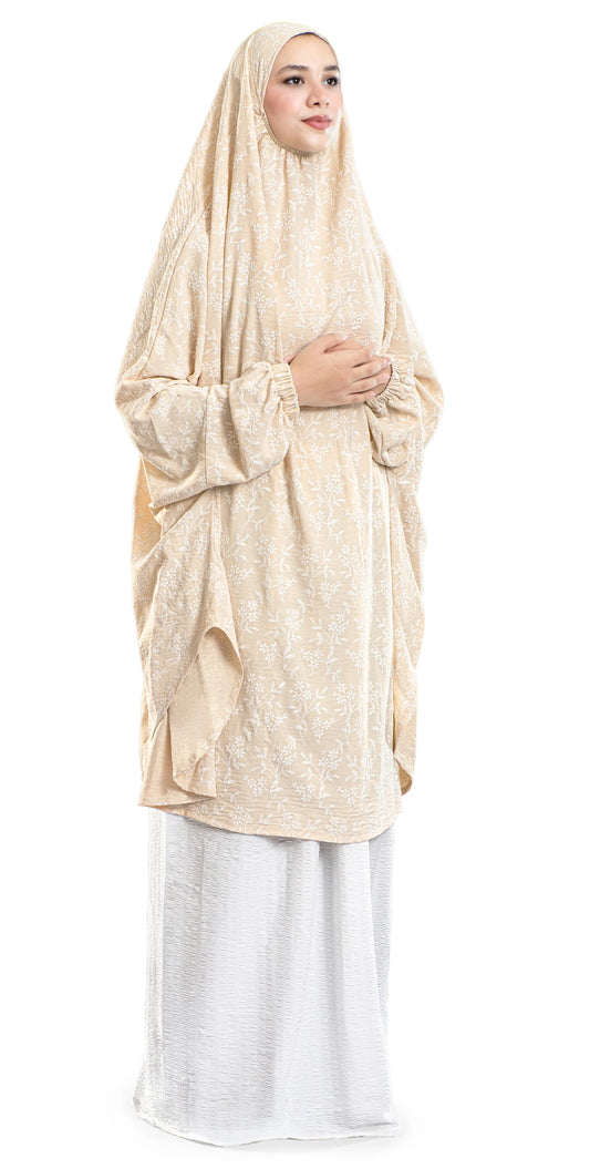 Warm Ivory Blooming Dream Islamic Prayer Wear