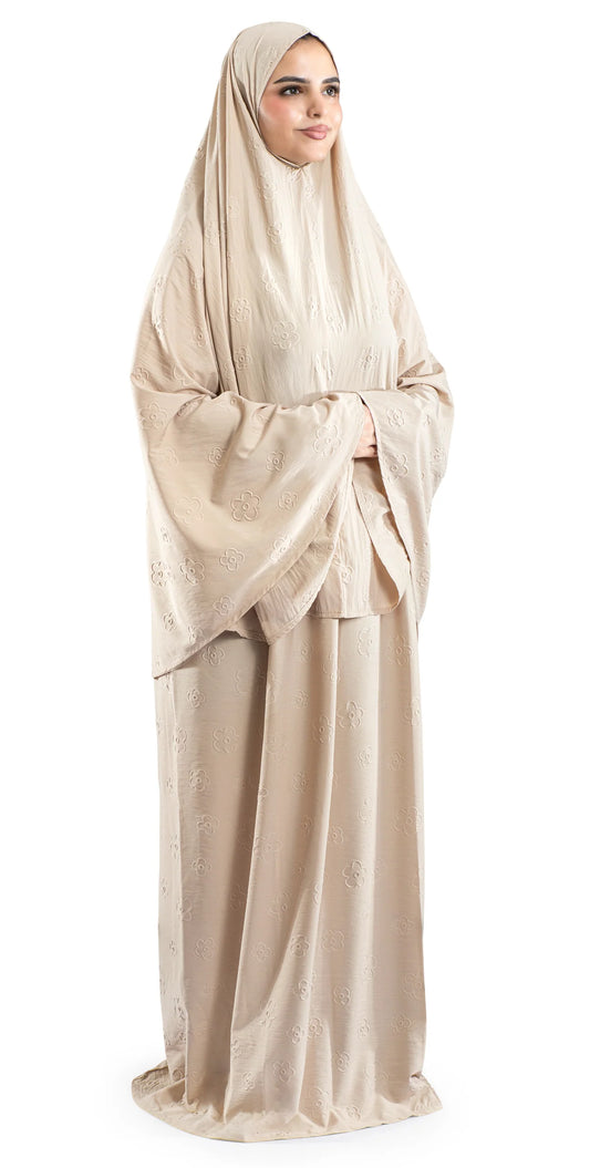 cream Fleur de Douceur Islamic Prayer Wear
