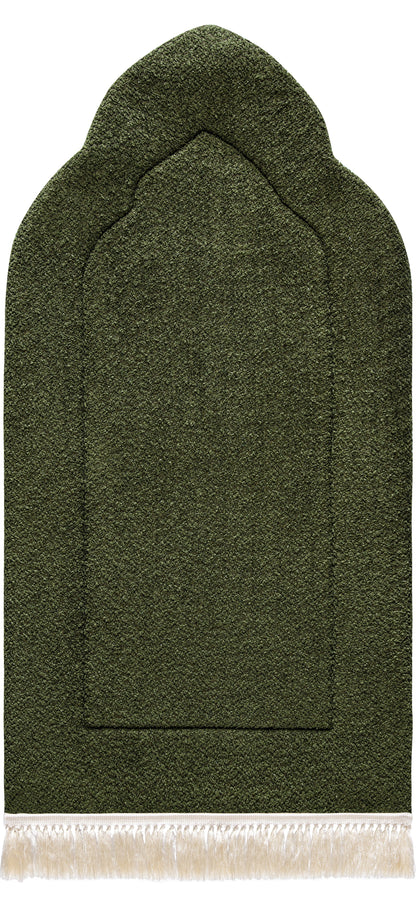 Deep Olive Arched Plain Prayer Mat