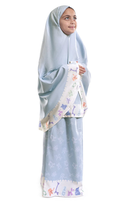 Ice Blue Islamic Kids Prayer Wear