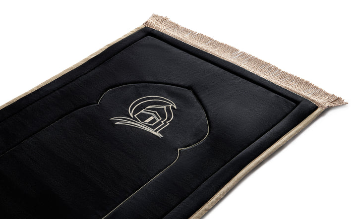 Black Kaaba Embroidery Prayer Mat