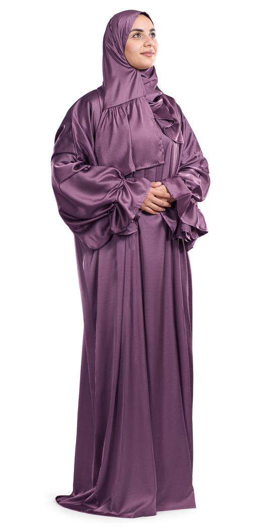 Mauve Satin Islamic Prayer Wear