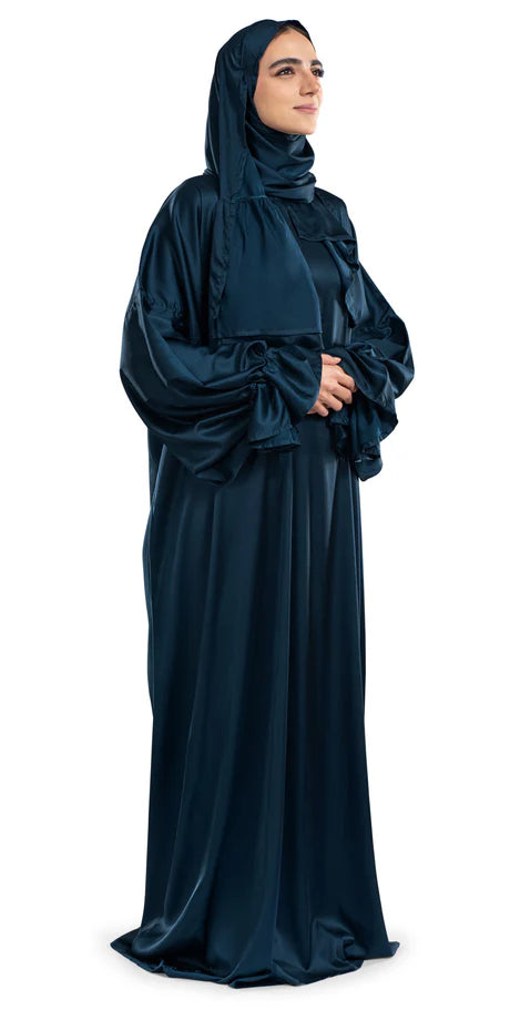 Navy Satin Islamic Prayer Wear