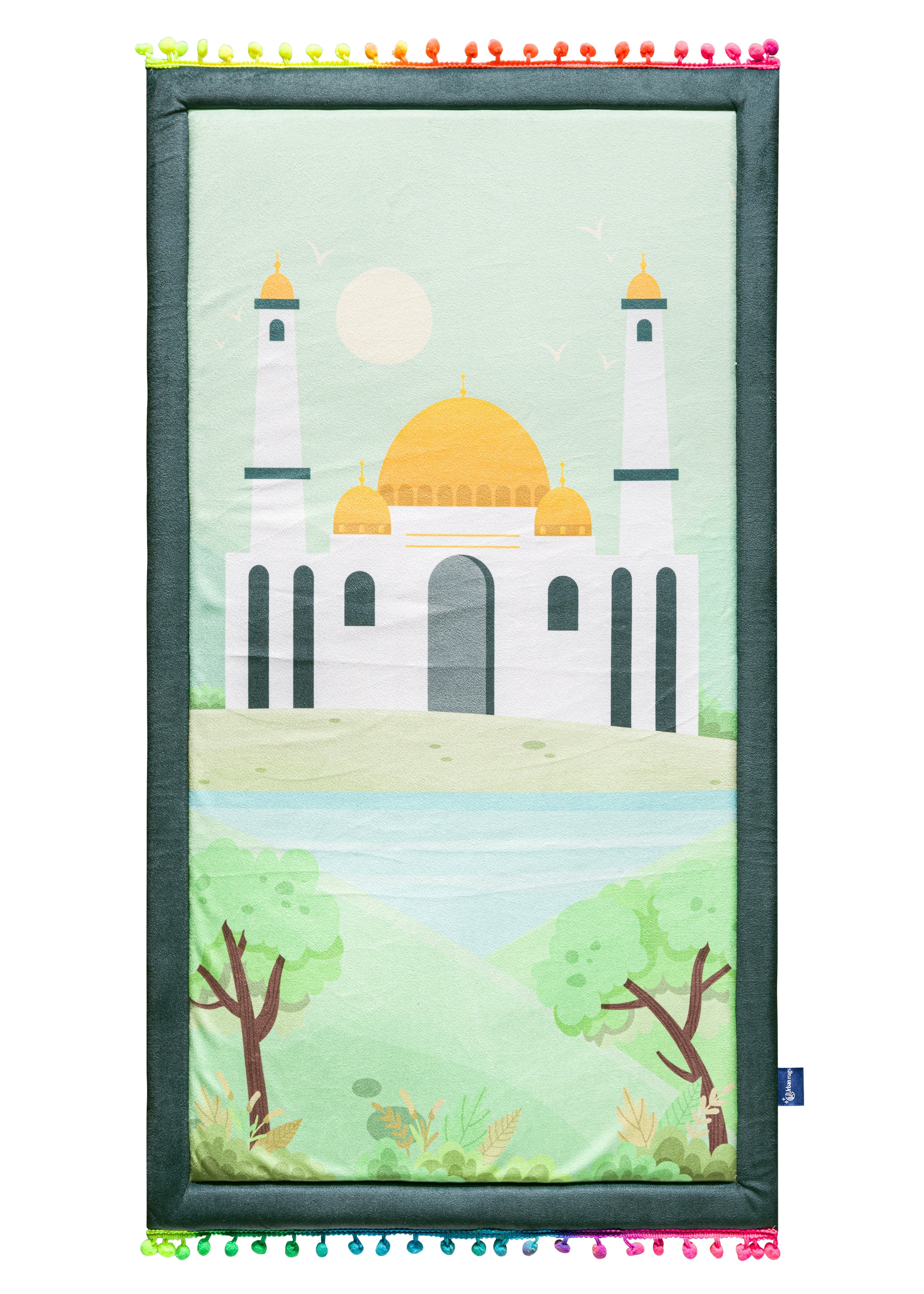 Green Mosque Small Layered Soft Salah Mat | Urban Rugs