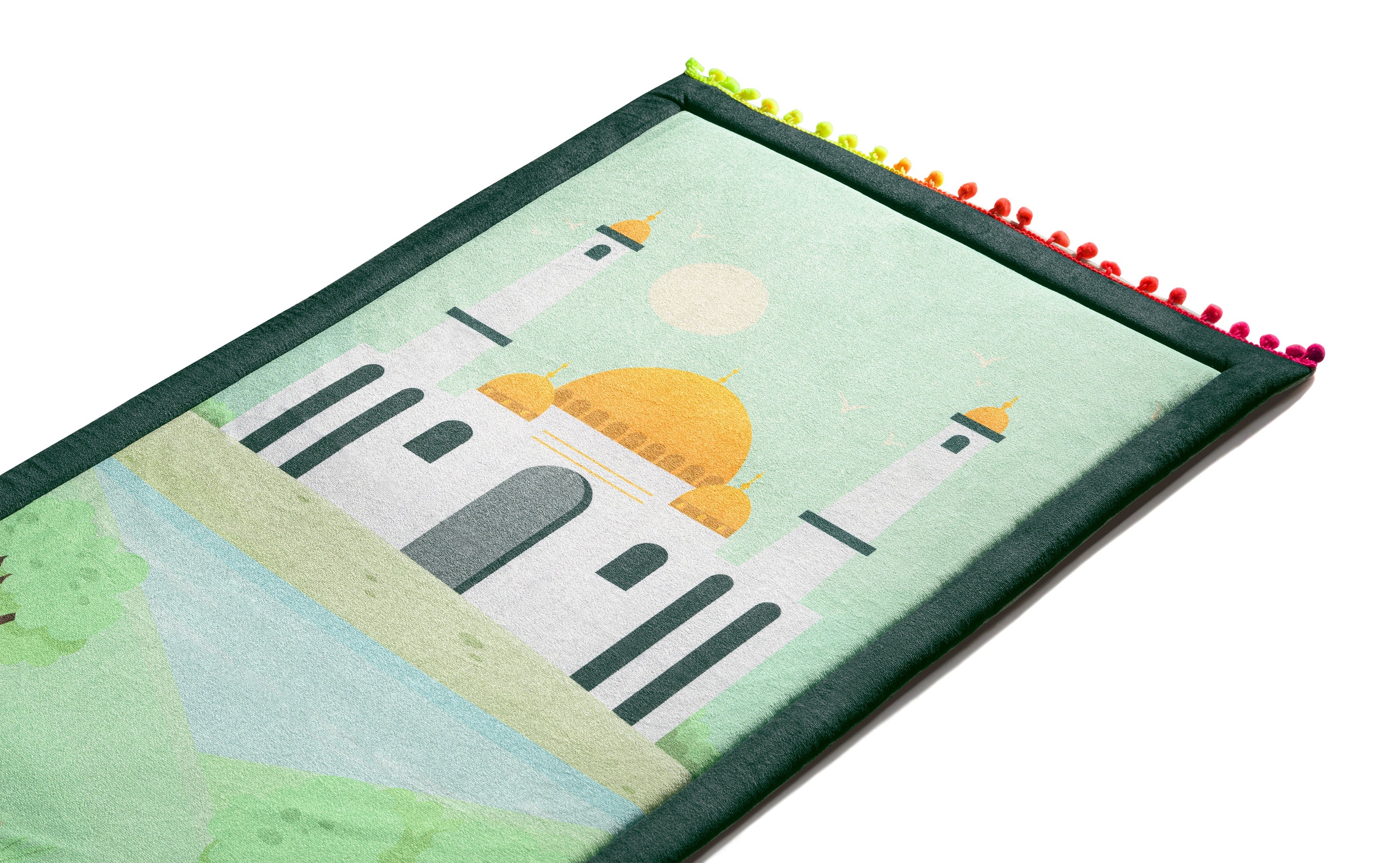 Green Mosque Small Layered Soft Salah Mat | Urban Rugs