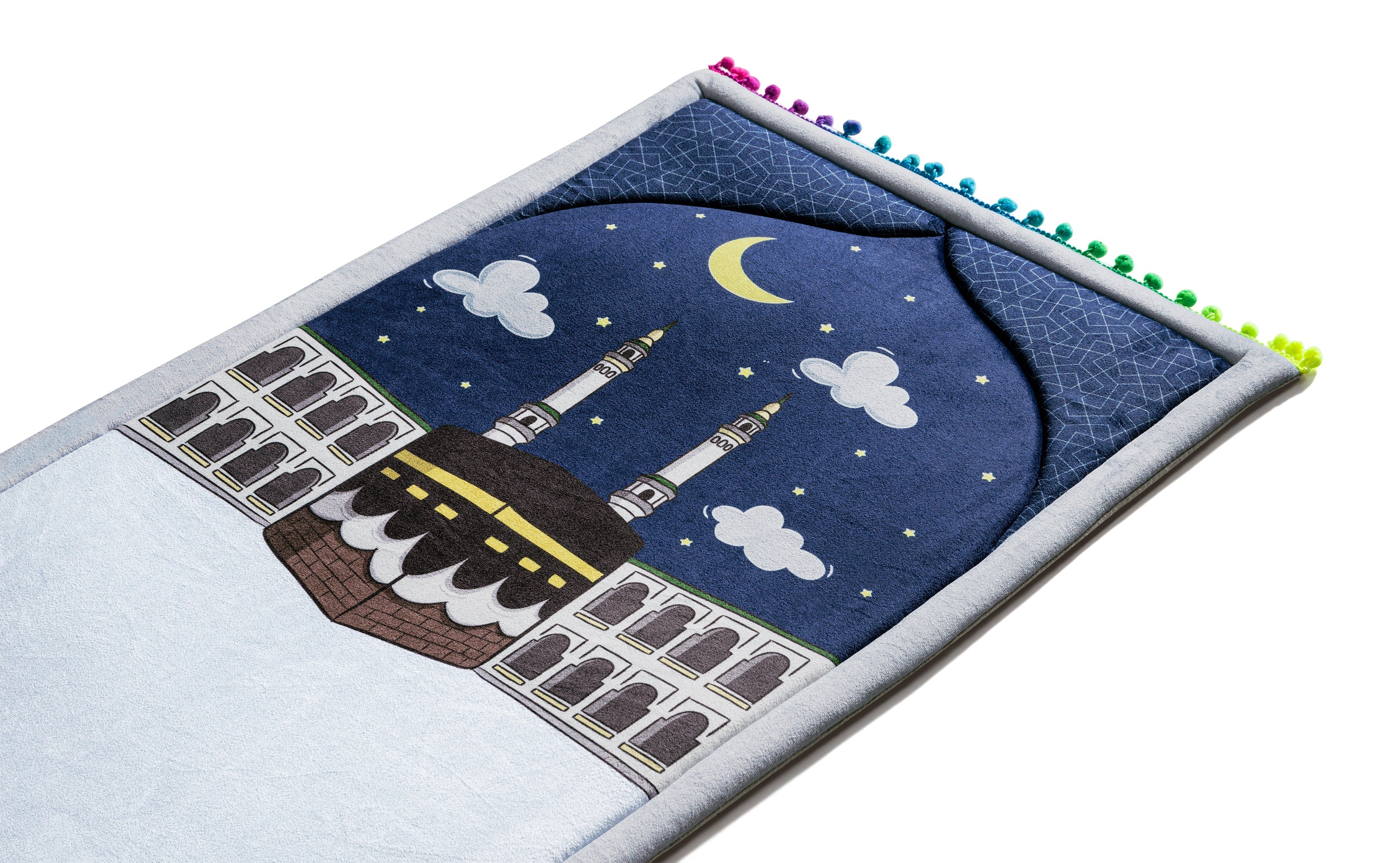 Kaaba Midnight  Cushioned Kids Prayer Musallah | Urban Rugs