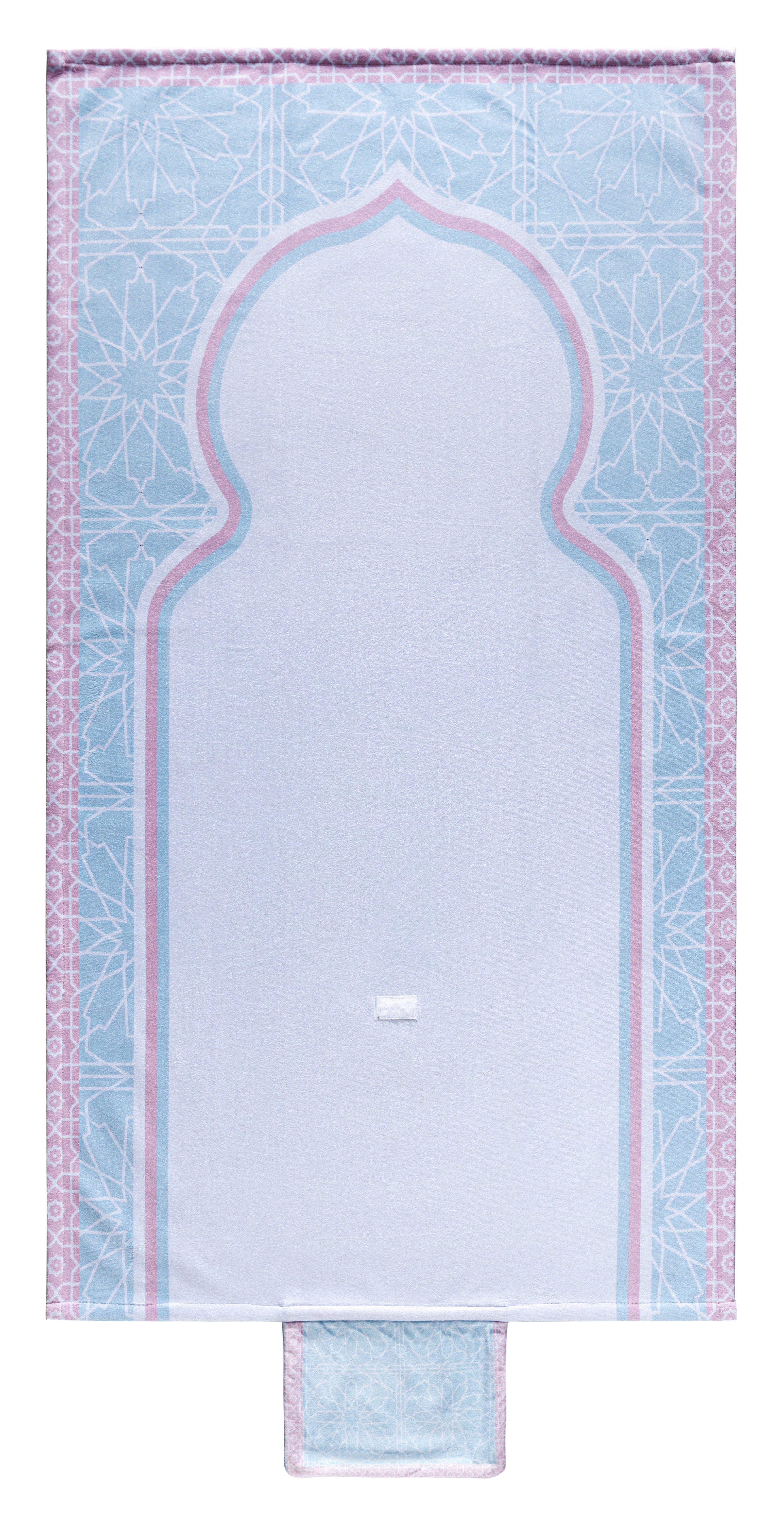 velvet multi-colors islamic foldable prayer rug | Urban Rugs