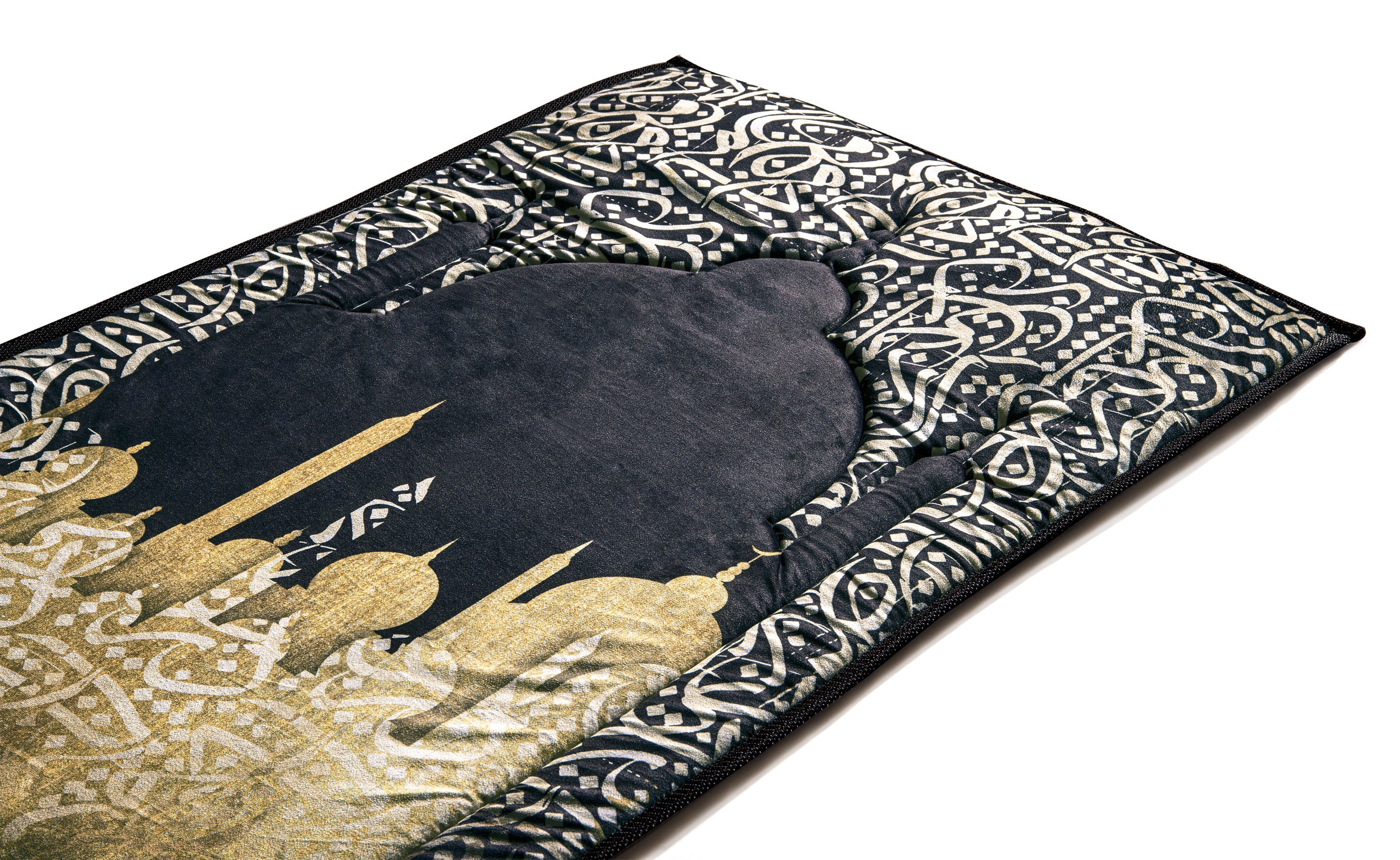 Dark Arabic Calligraphy Premium Prayer Mat | Urban Rugs