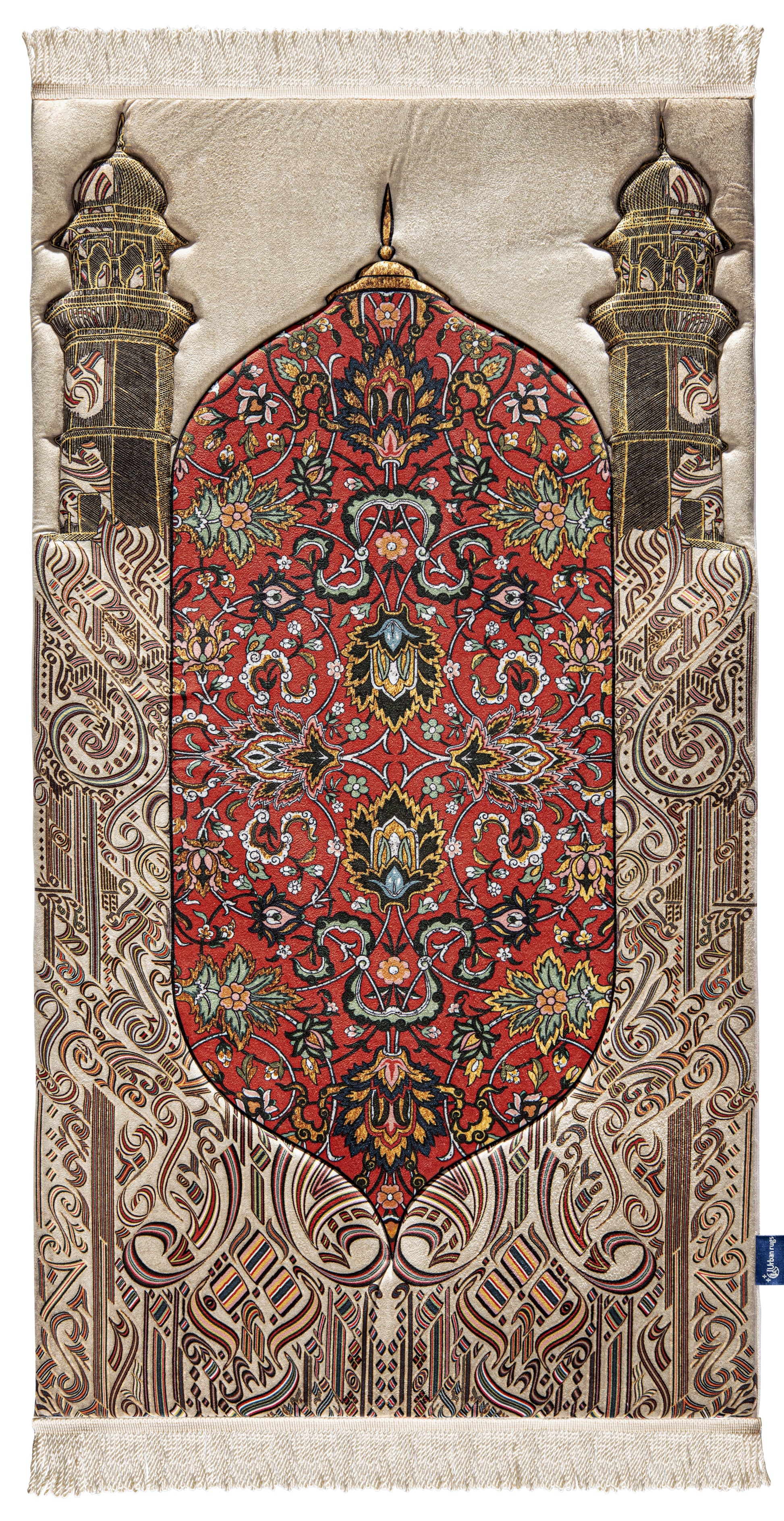Reddish Beige Floral Thick Prayer Rug | Urban Rug