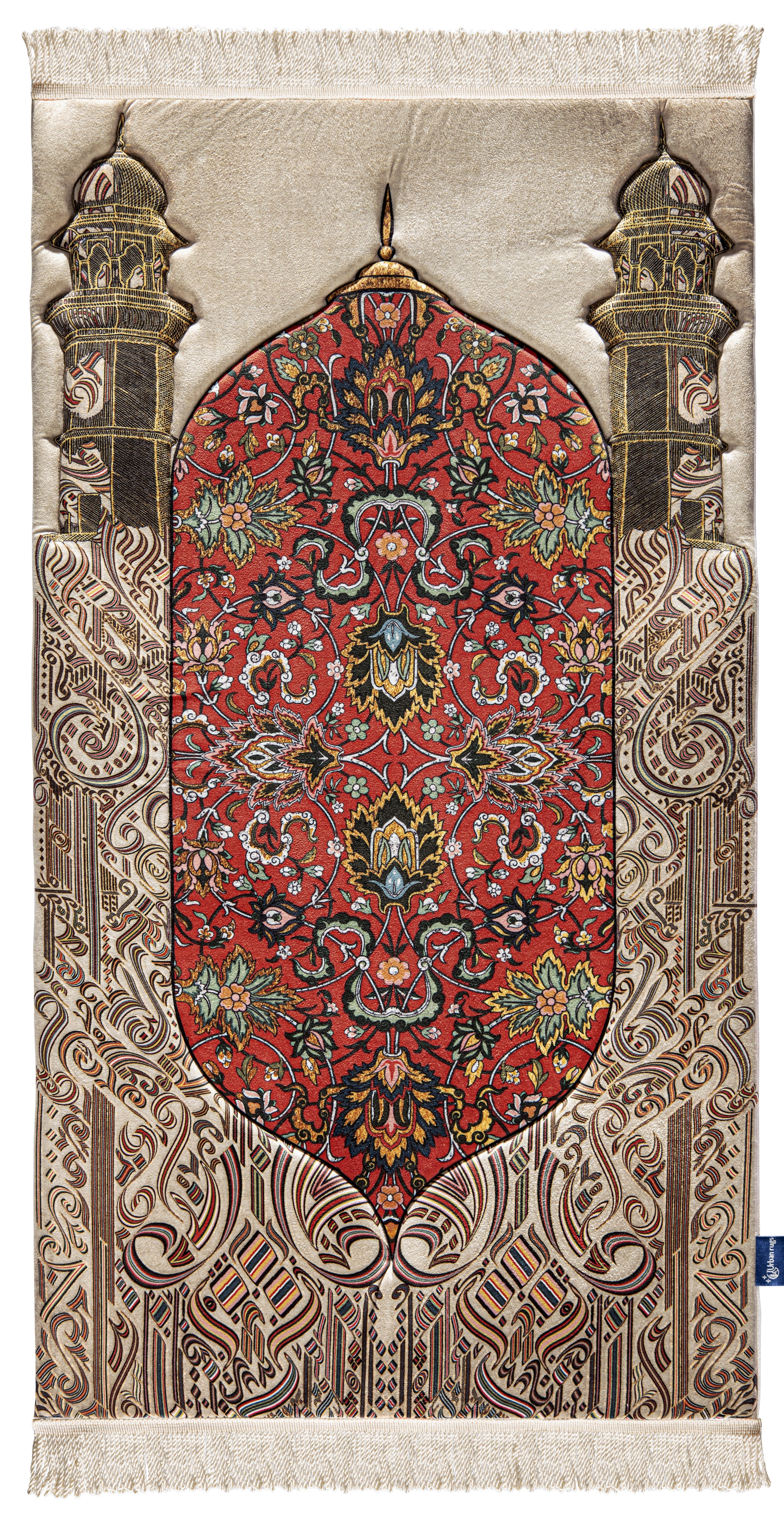 Reddish Beige Floral Thick Prayer Rug | Urban Rug