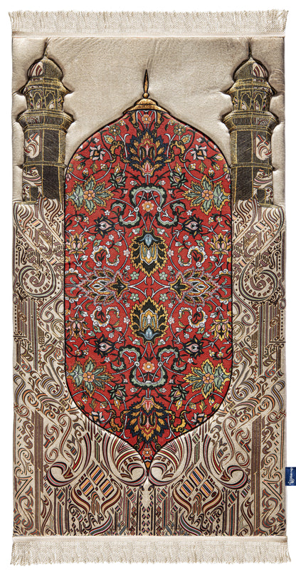 Reddish Beige Floral Thick Prayer Rug | Urban Rug