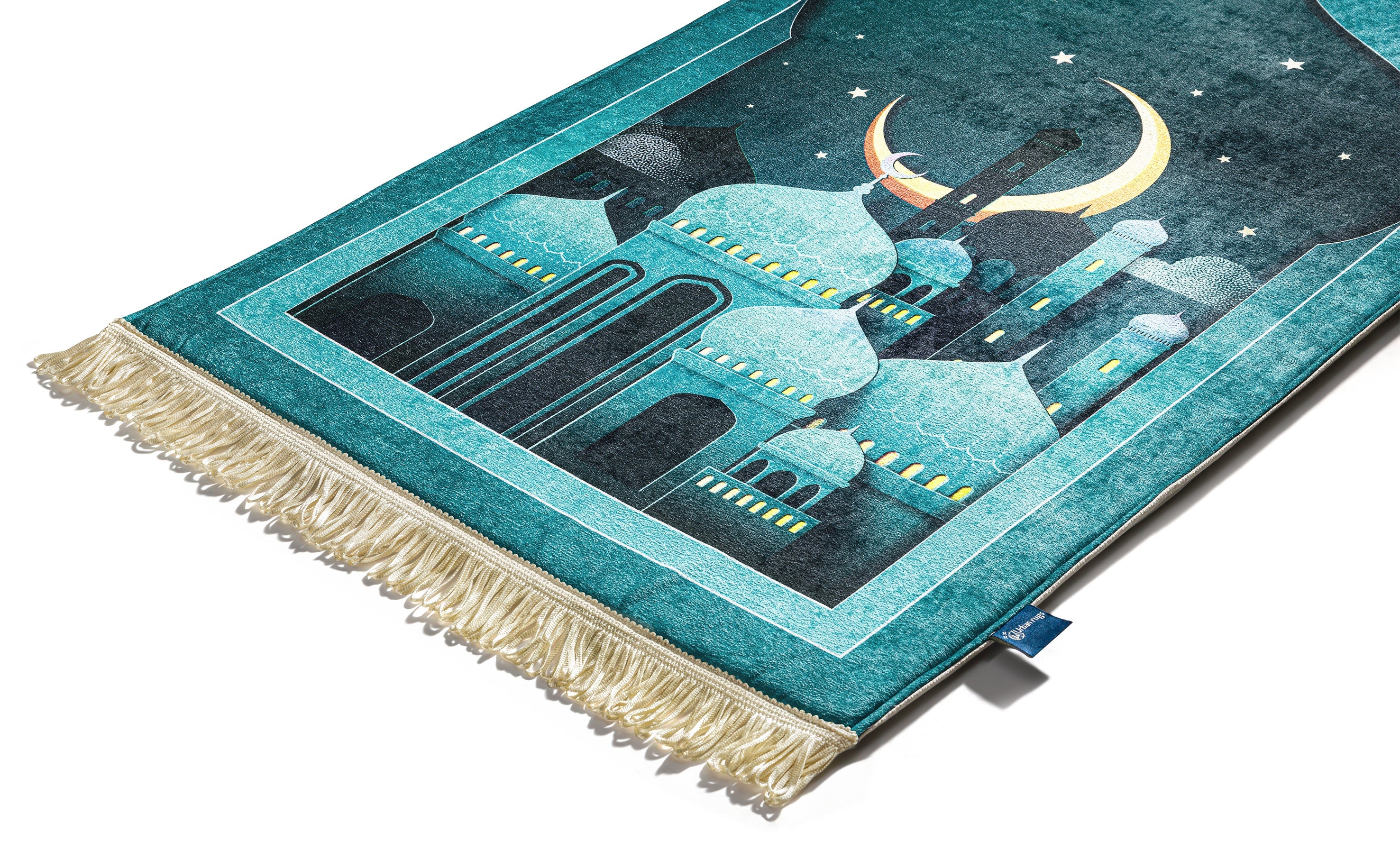 greenish-blue Velvet foam prayer Carpet | Urban Rugs