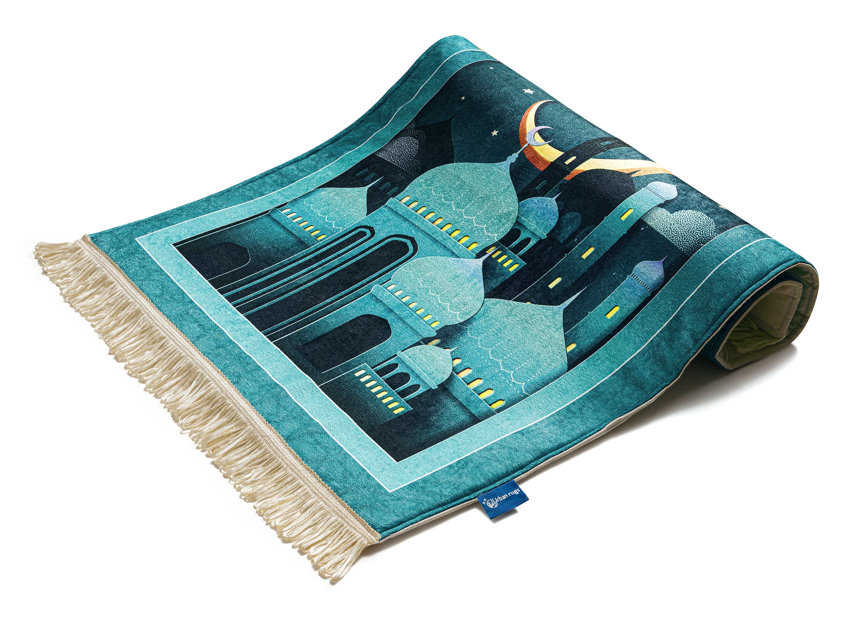 greenish-blue Velvet foam prayer Carpet | Urban Rugs