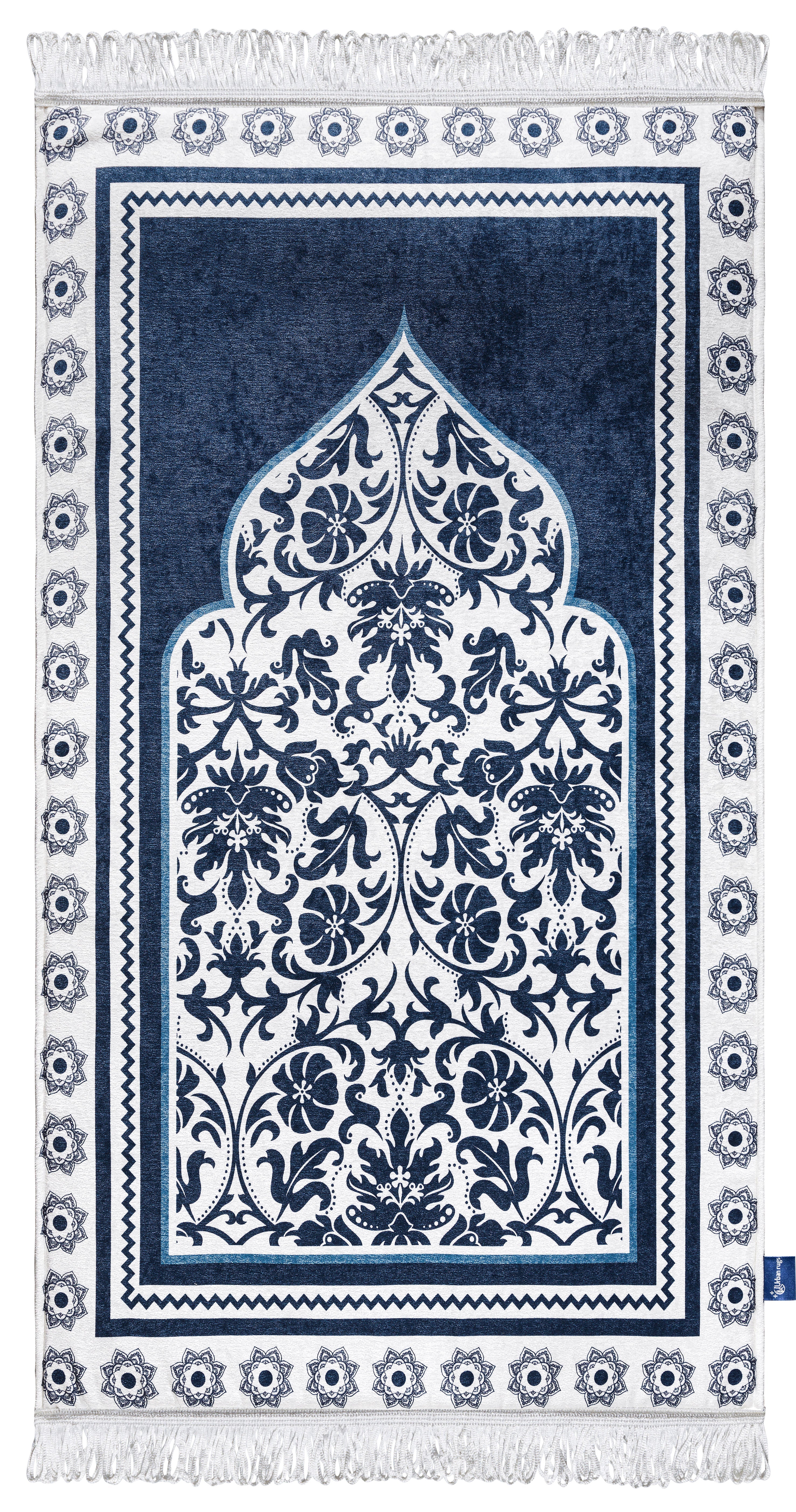 Florish Blue Luxury Soft Thick Islamic Prayer Rug | Urban Rugs