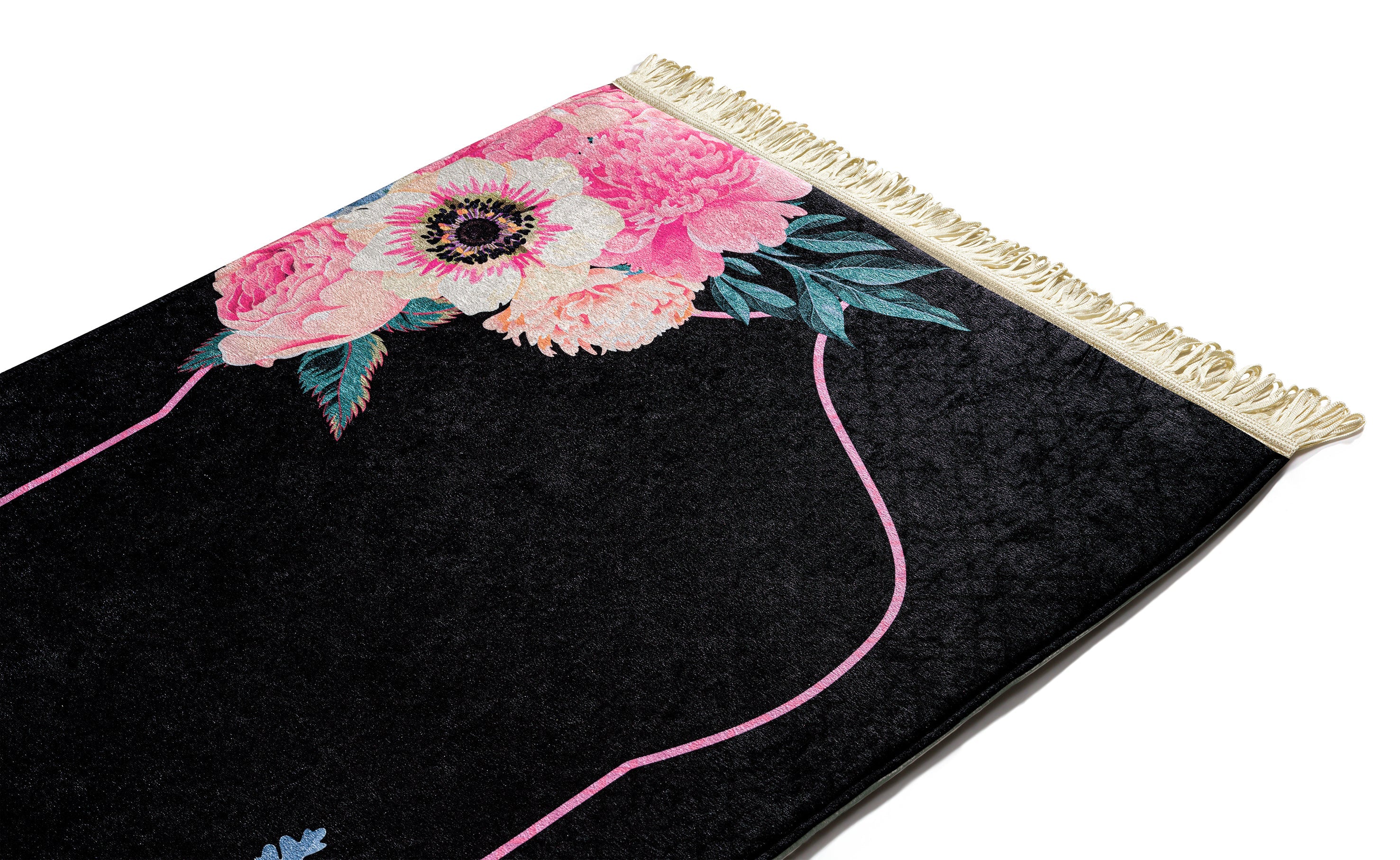 Urban Rugs Black dark blossoms prayer rug